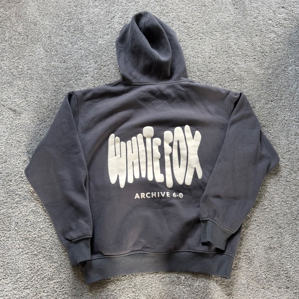 White Fox Archive 6.0 Puff Print Hoodie Charcoal Grey Oversized M/L